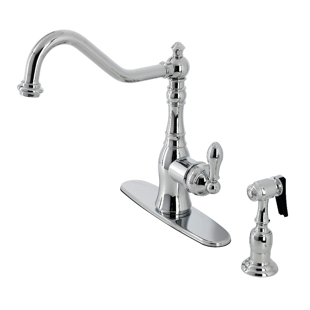 Gourmetier GSY7708ACLBS American Classic Single-Handle Kitchen Faucet with Brass Sprayer
