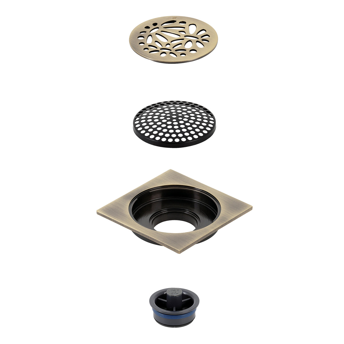 Kingston Brass Watercourse Floral 4&quot; Square Grid Shower Drain