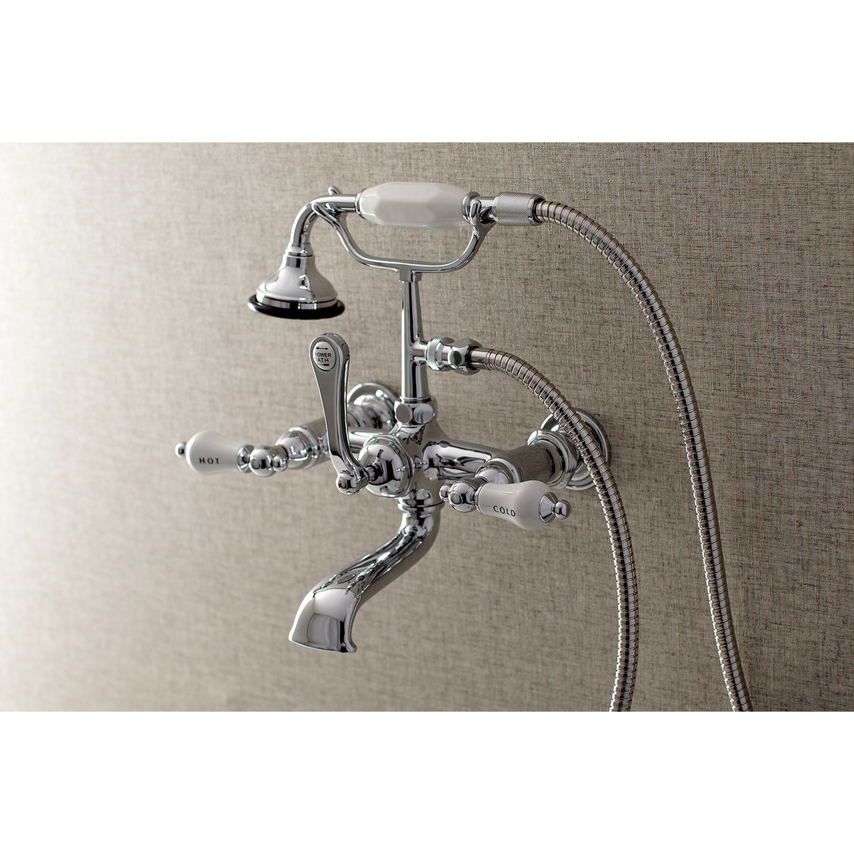 Aqua Vintage 7-Inch Wall Mount Tub Faucet with Hand Shower