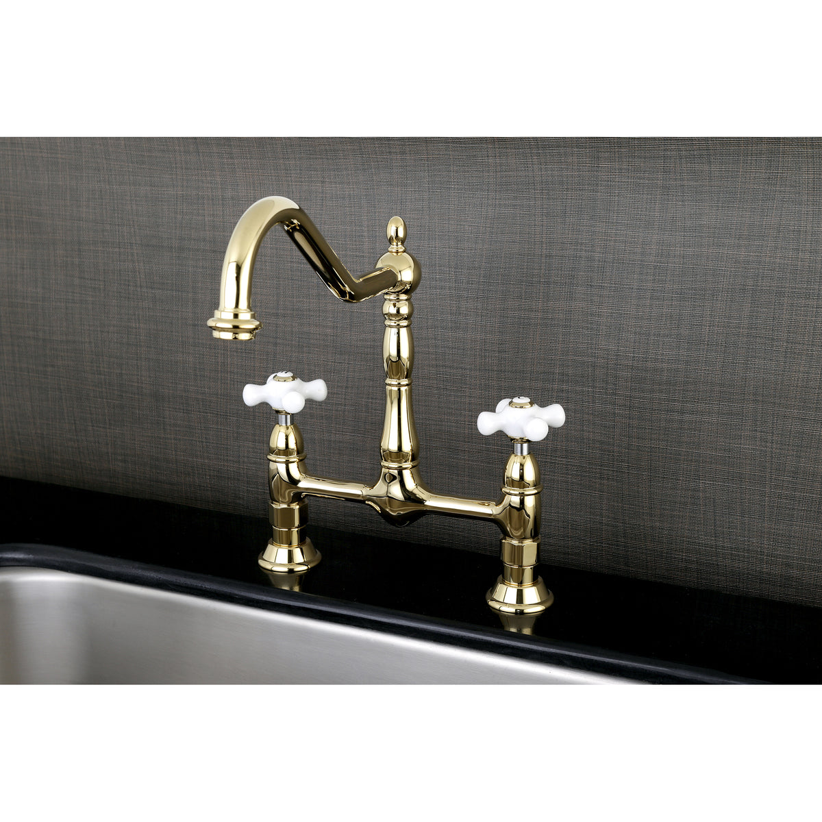 Kingston Brass KS1172PX Heritage Bridge Kitchen Faucet