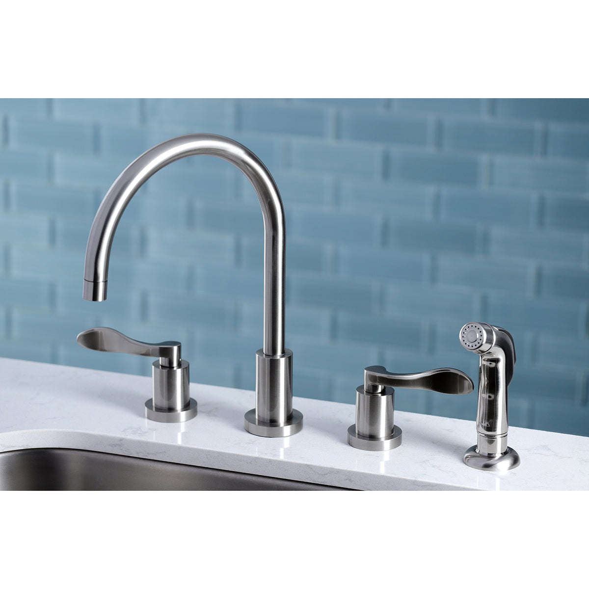 Kingston Brass KS8728DFL 8-Inch to 16-Inch Widespread Kitchen Faucet