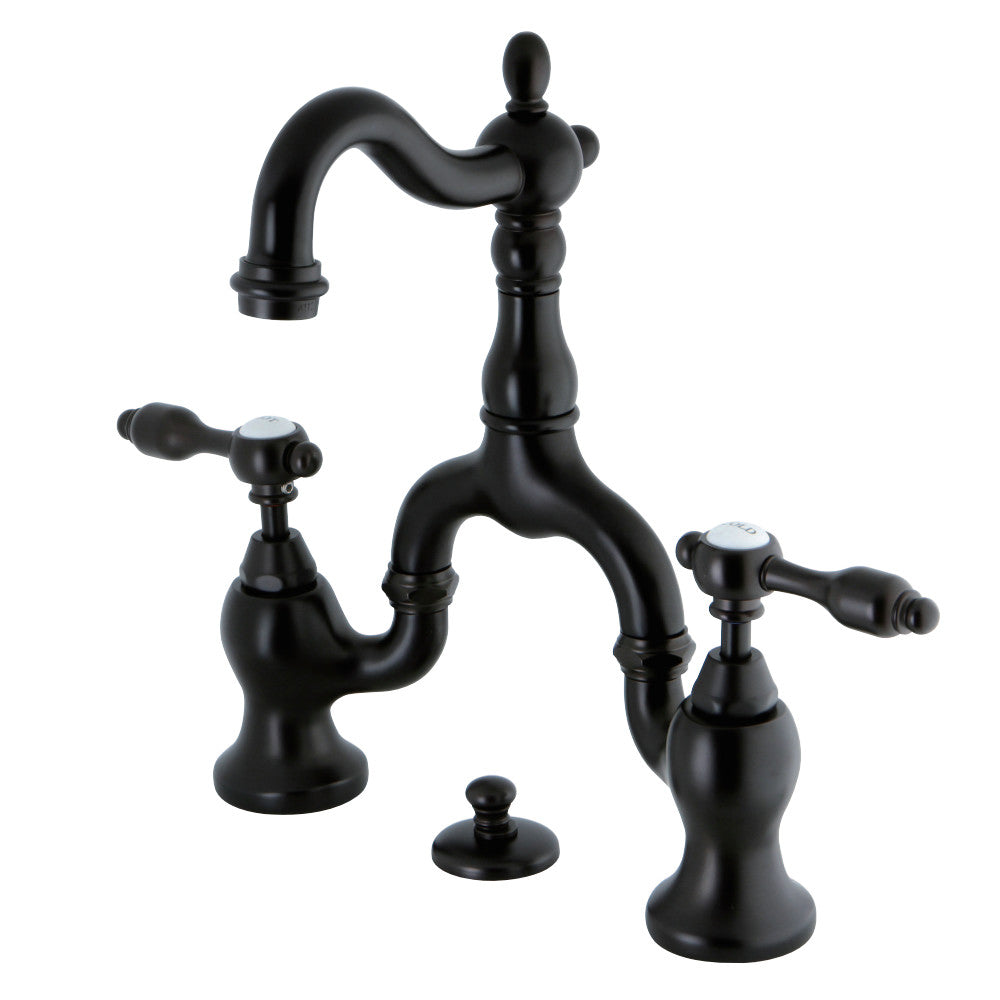 Kingston Brass KS7978TAL Tudor Bridge Bathroom Faucet with Brass Pop-Up