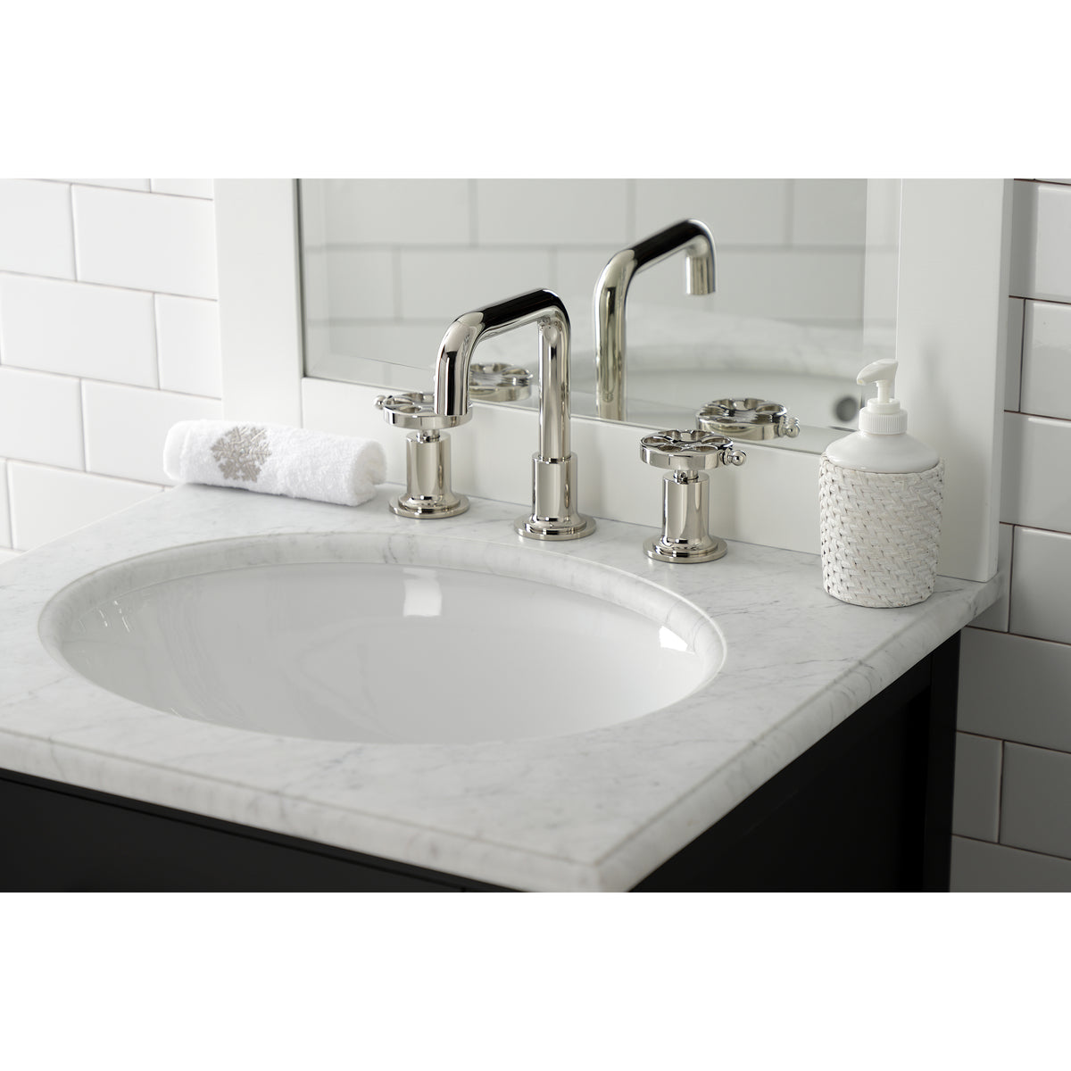 Kingston Brass KS142RXMB Belknap Widespread Bathroom Faucet with Push Pop-Up
