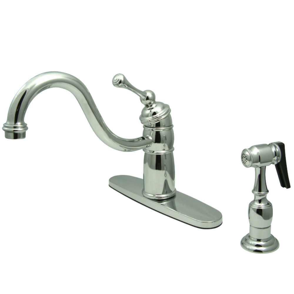 Kingston Brass KB1571BLBS Victorian Mono Block Kitchen Faucet with Brass Sprayer