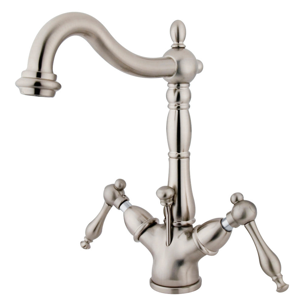 Kingston Brass KS1431NL Naples Two-Handle Bathroom Faucet with Brass Pop-Up and Cover Plate