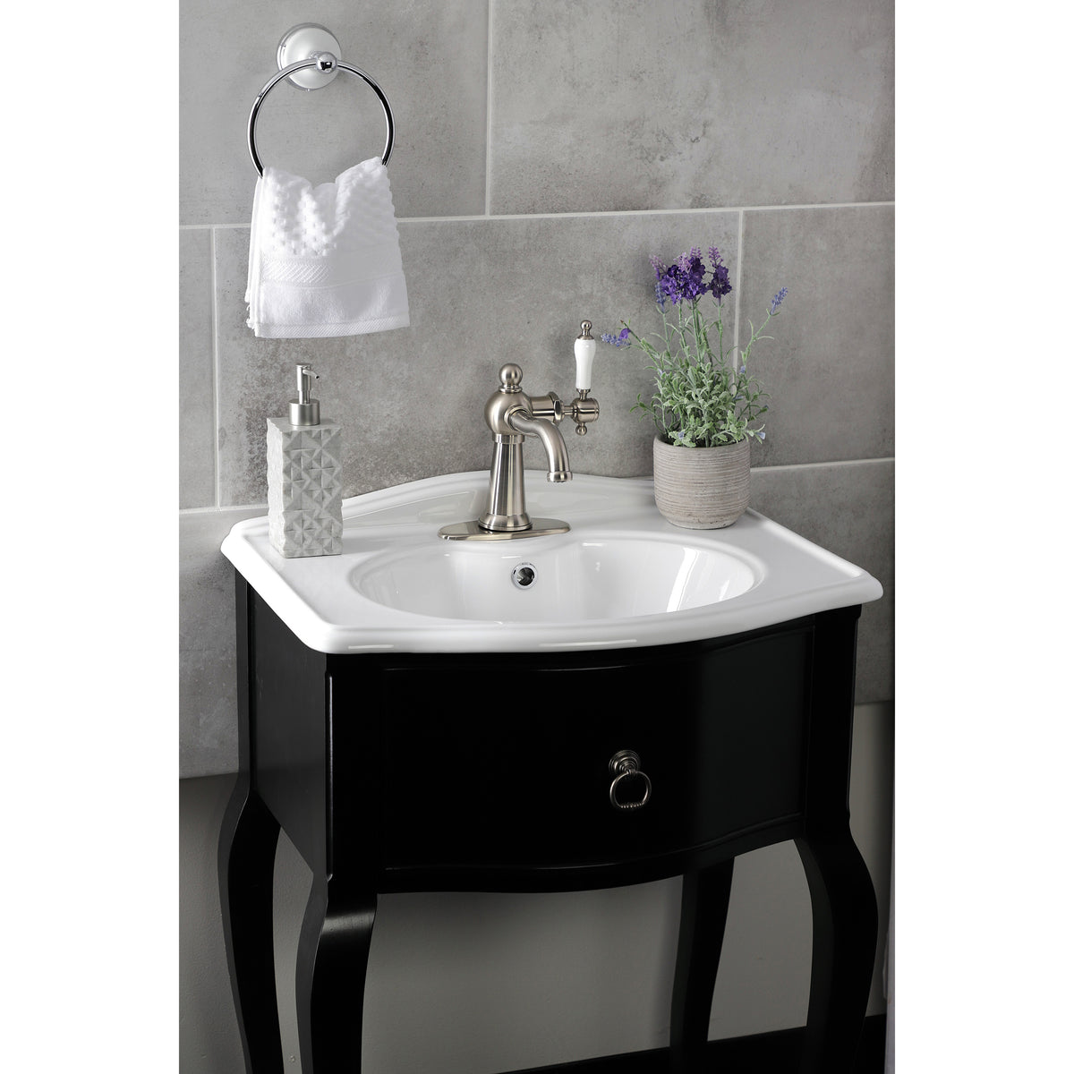 Kingston Brass KSD154KLCP Nautical Single-Handle Bathroom Faucet with Push Pop-Up