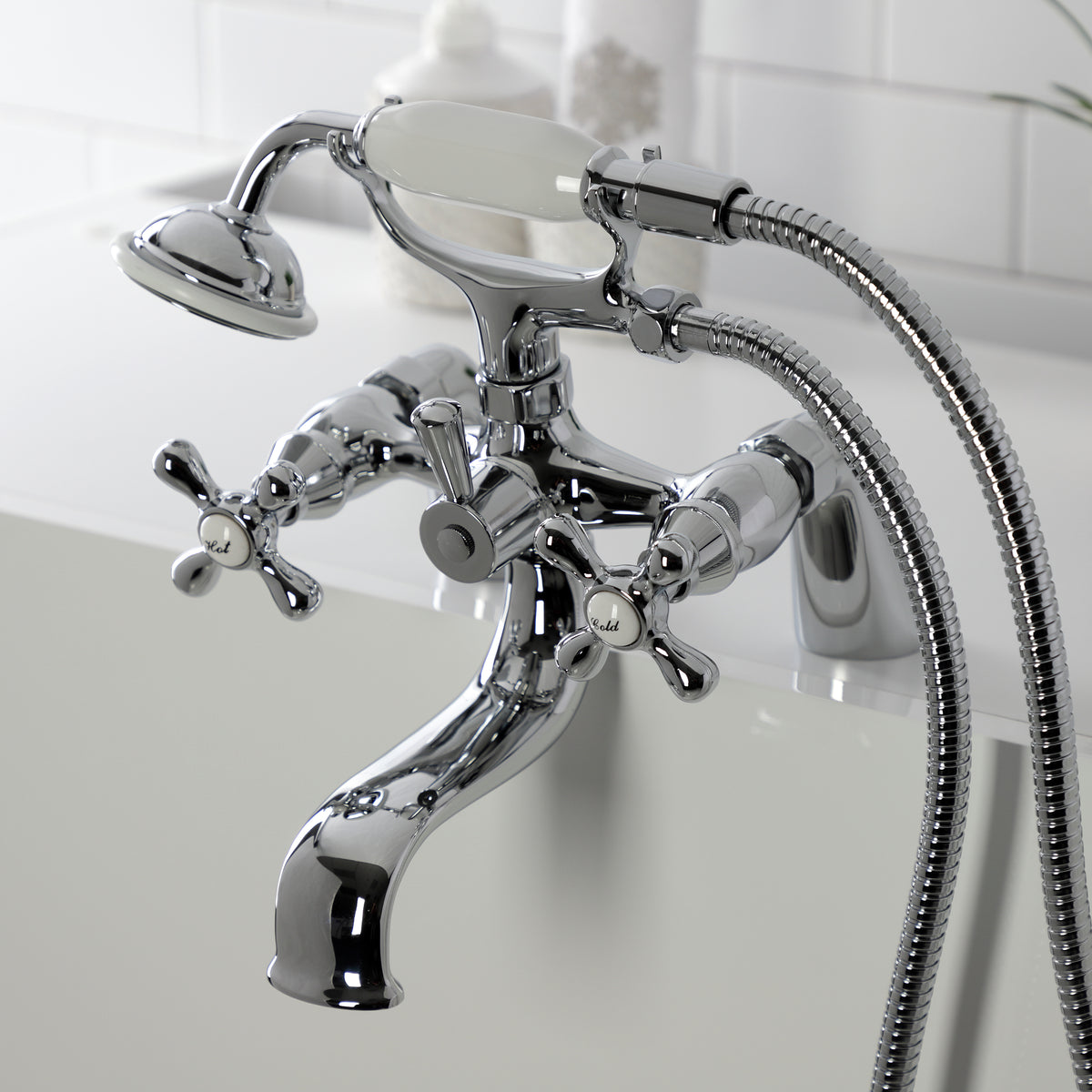 Kingston Deck Mount Clawfoot Tub Faucet with Hand Shower