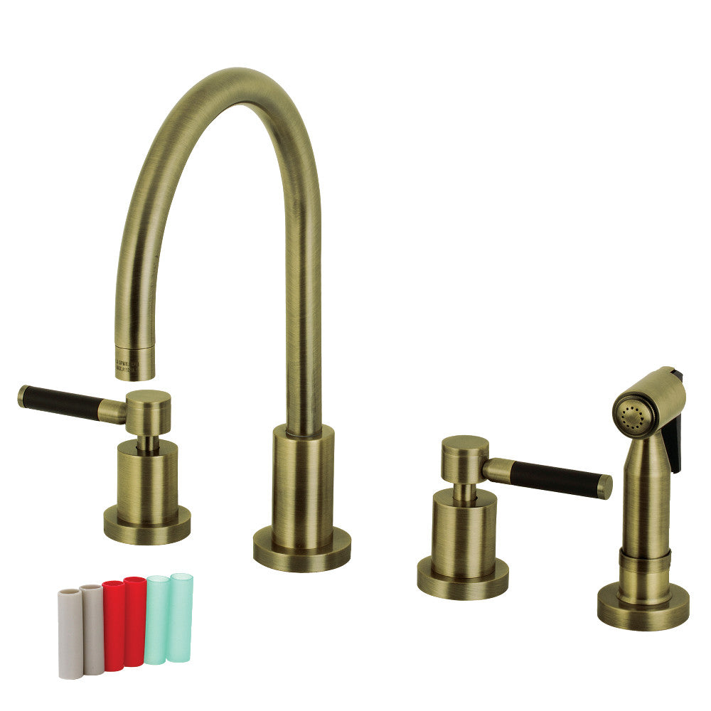 Kingston Brass KS8728DKLBS Kaiser 8-Inch Widespread Kitchen Faucet with Brass Sprayer