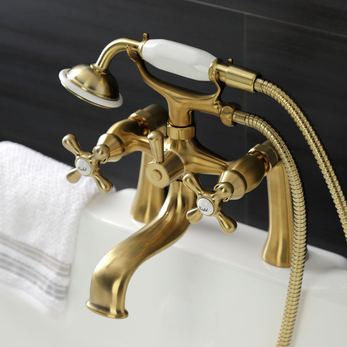 Kingston Deck Mount Clawfoot Tub Faucet with Hand Shower