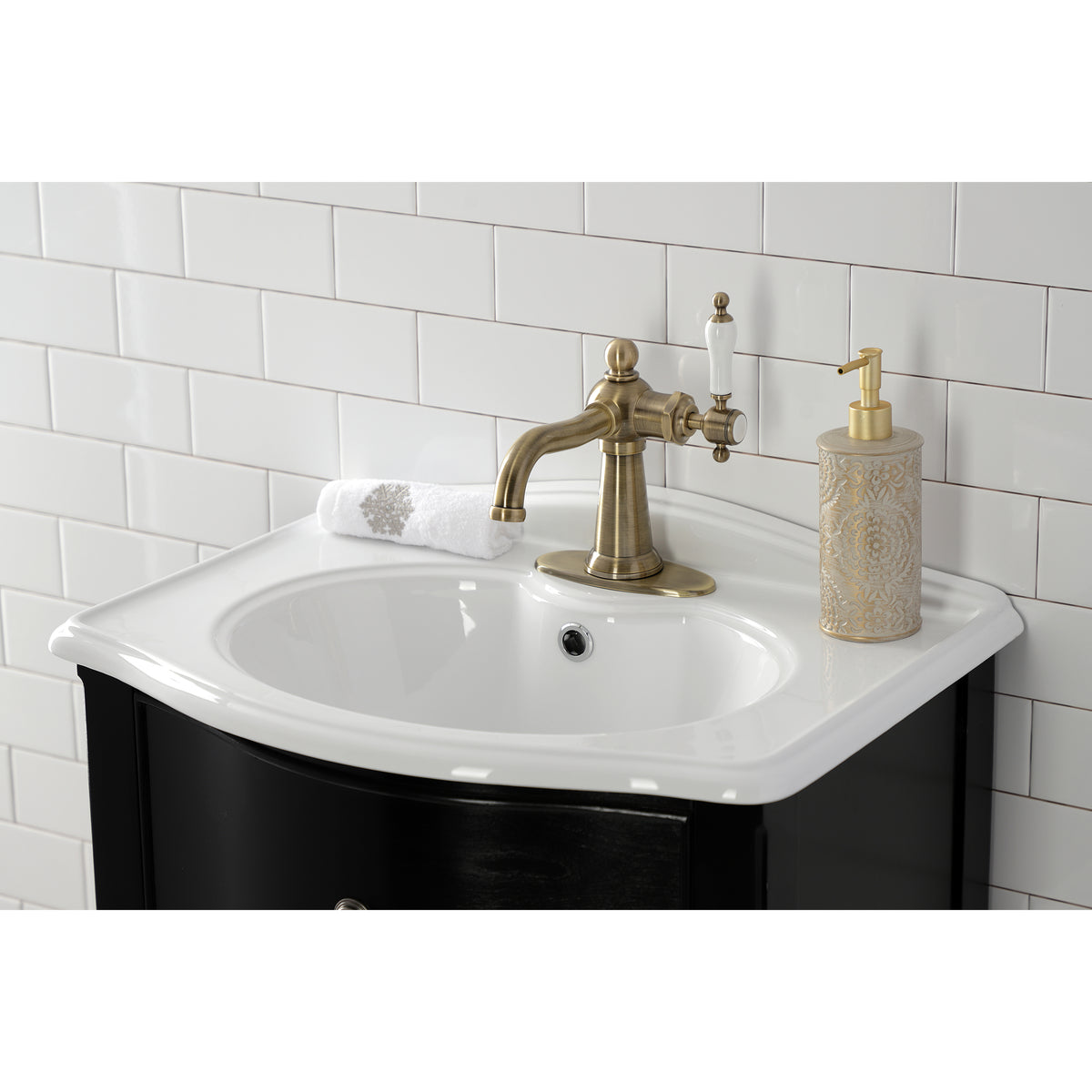 Kingston Brass KSD154KLCP Nautical Single-Handle Bathroom Faucet with Push Pop-Up