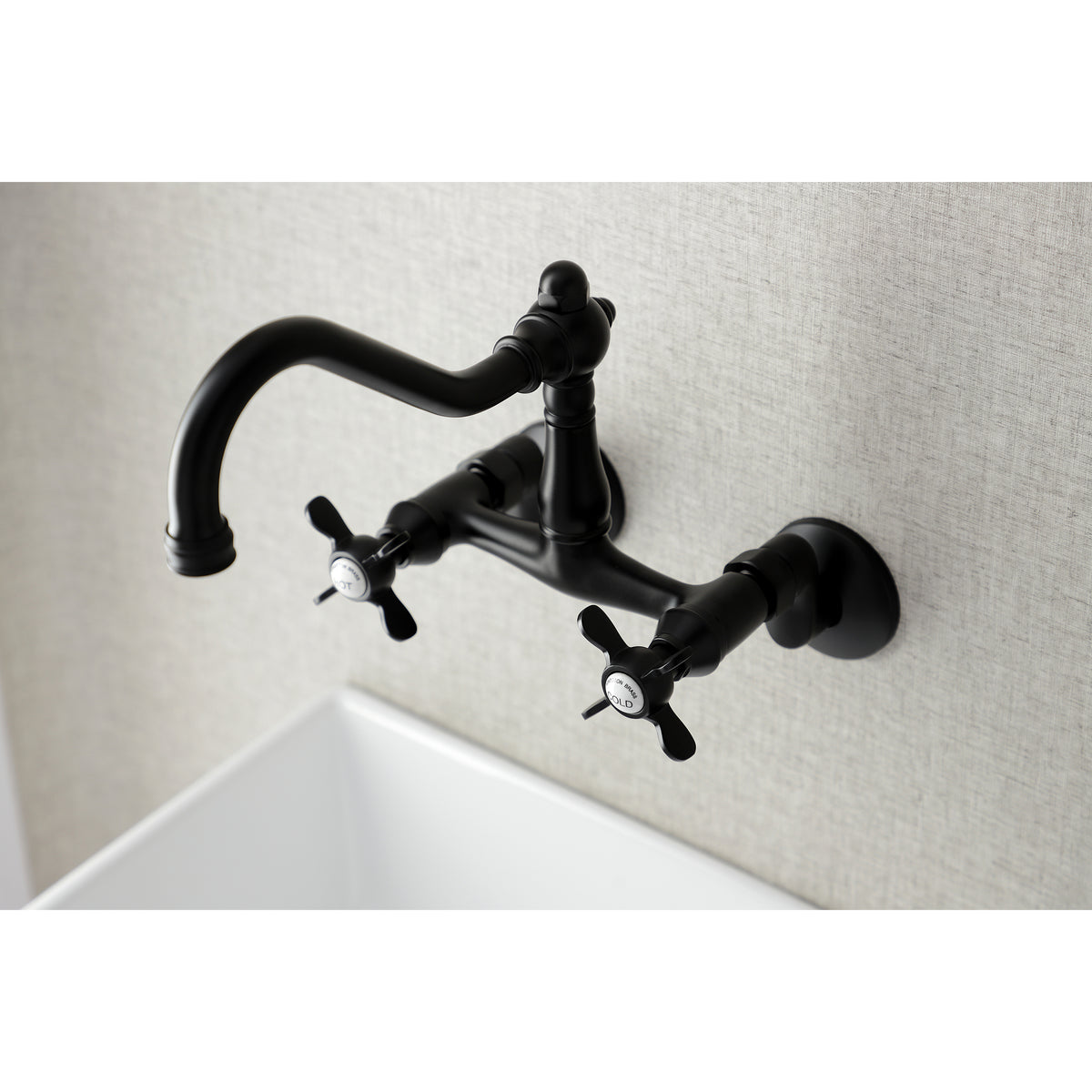 Kingston Brass KS3228BEX 6-Inch Adjustable Center Wall Mount Kitchen Faucet