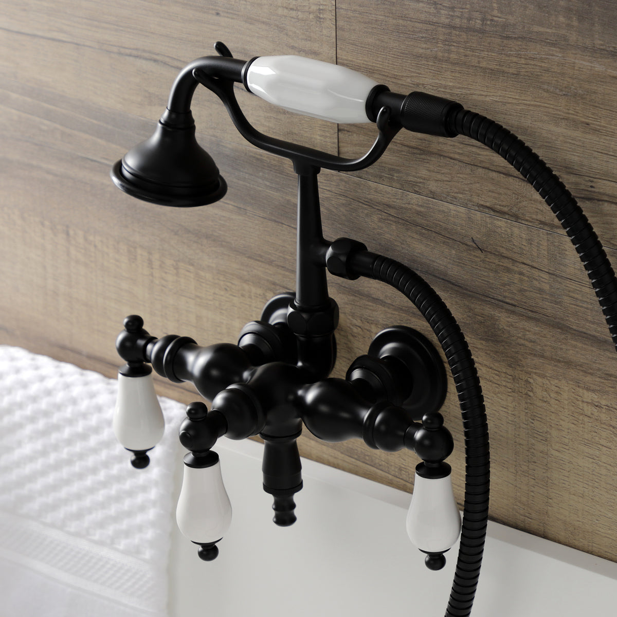 Aqua Vintage 3-3/8 Inch Wall Mount Tub Faucet with Hand Shower
