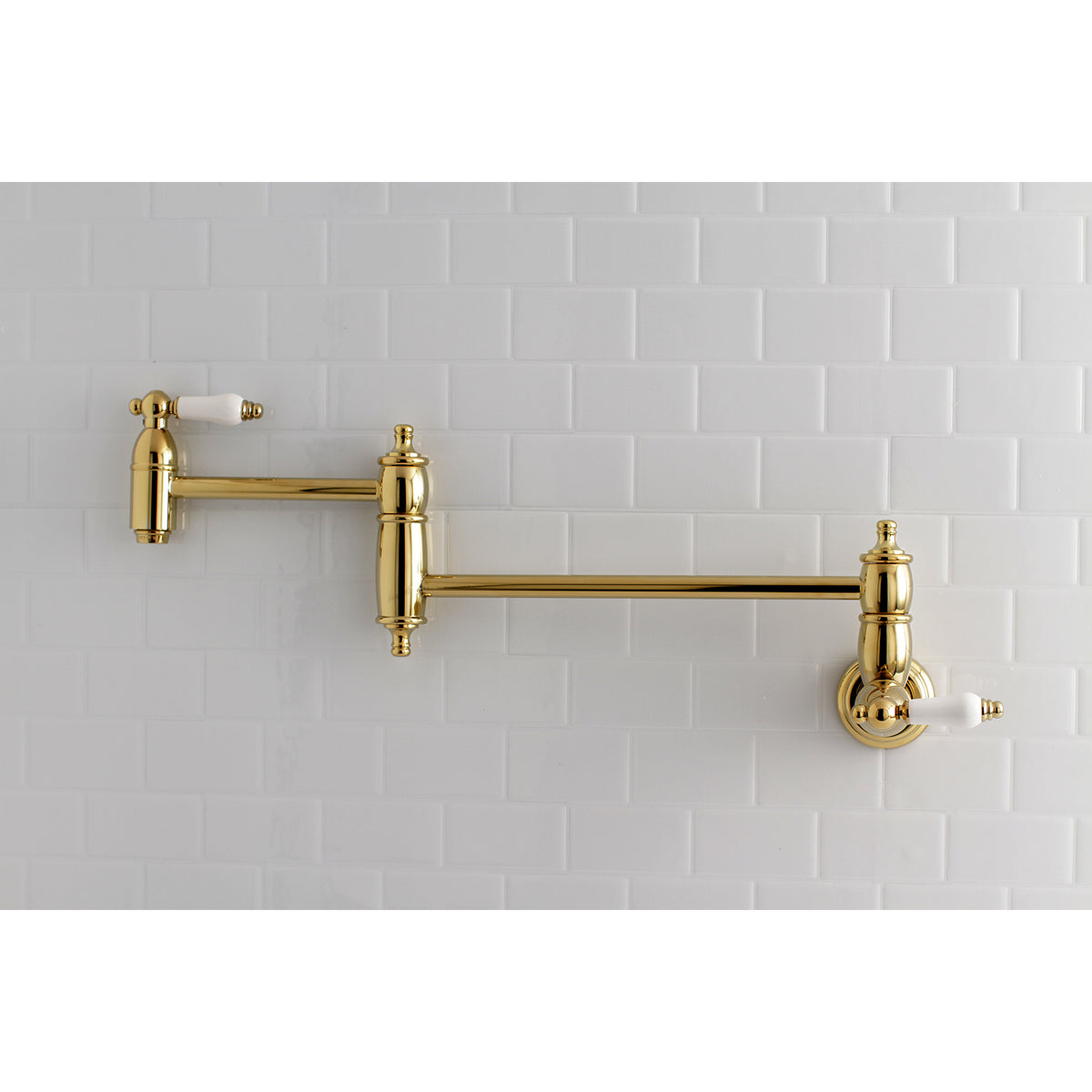 Kingston Brass KS3106PL Restoration Wall Mount Pot Filler Kitchen Faucet