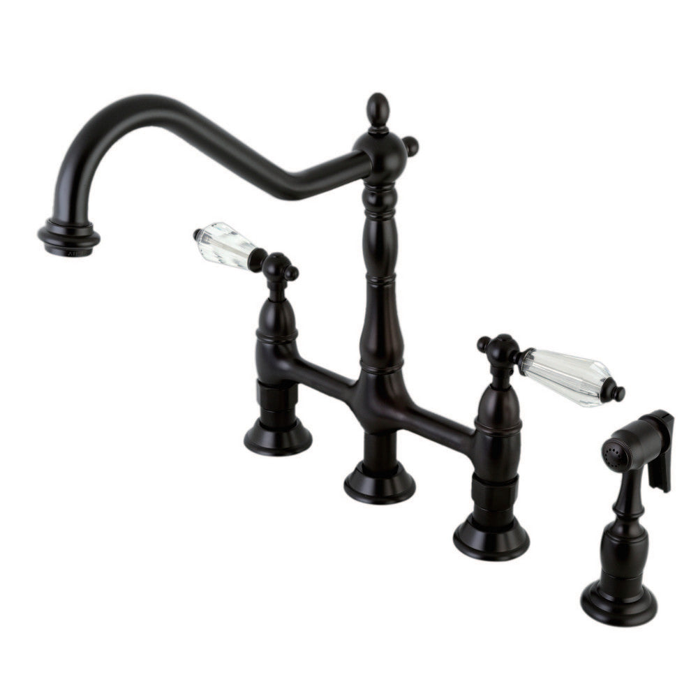 Kingston Brass KS1275WLLBS Wilshire Bridge Kitchen Faucet with Brass Sprayer