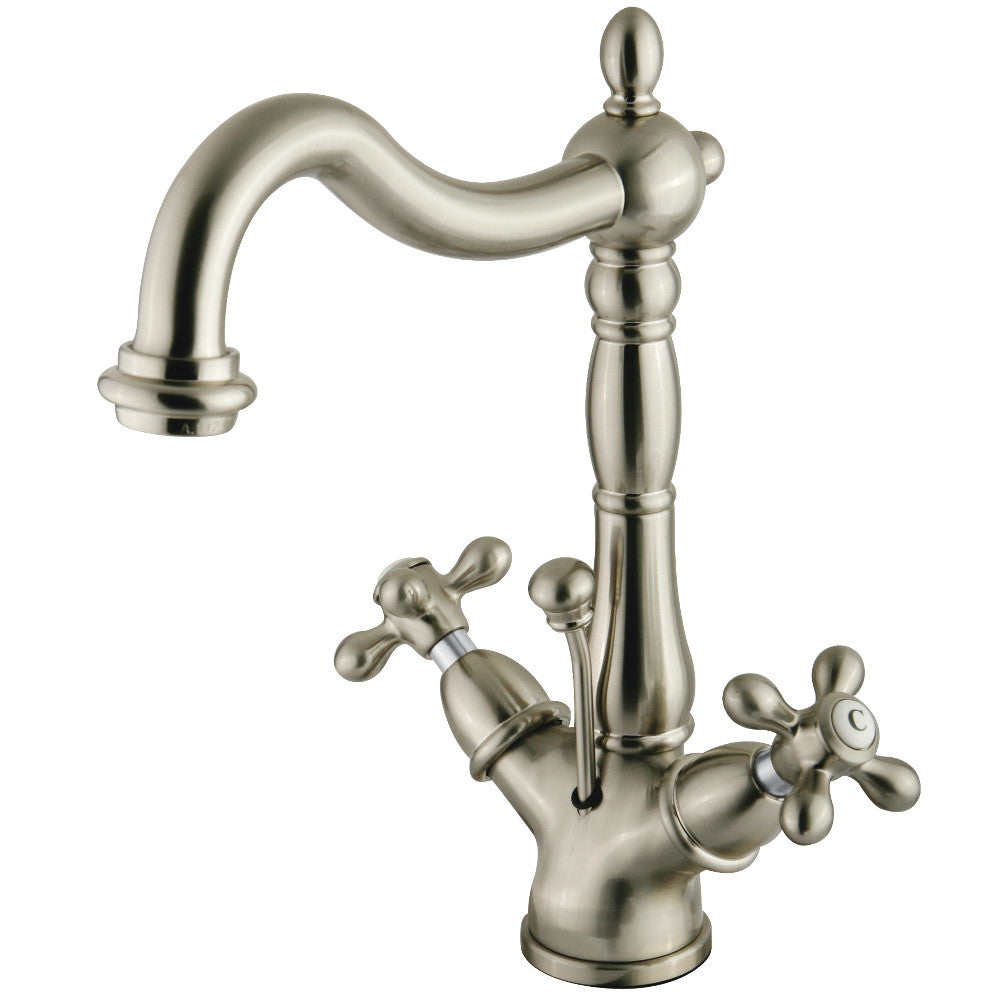 Kingston Brass KS1437AX Heritage Two-Handle Bathroom Faucet with Brass Pop-Up and Cover Plate