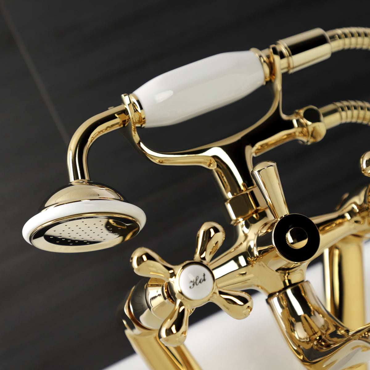 Kingston Wall Mount Clawfoot Tub Faucet with Hand Shower