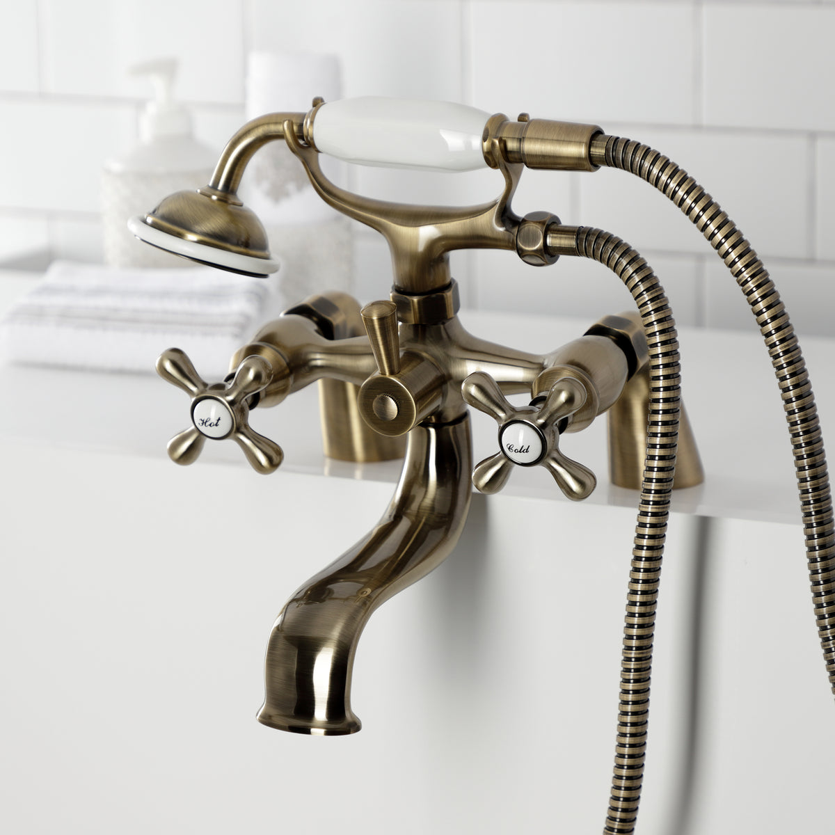 Kingston Deck Mount Clawfoot Tub Faucet with Hand Shower
