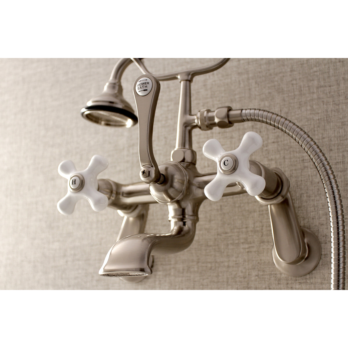 Aqua Vintage Wall Mount Tub Faucet with Hand Shower
