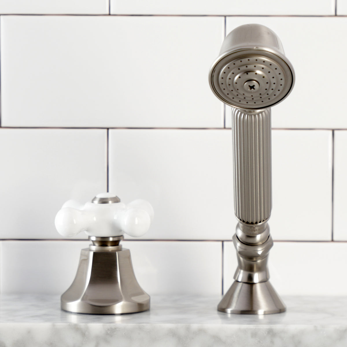 Kingston Brass Deck Mount Hand Shower with Diverter for Roman Tub Faucet