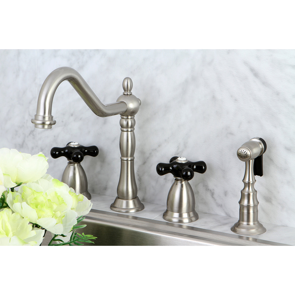 Kingston Brass KS1798PKXBS Widespread Kitchen Faucet