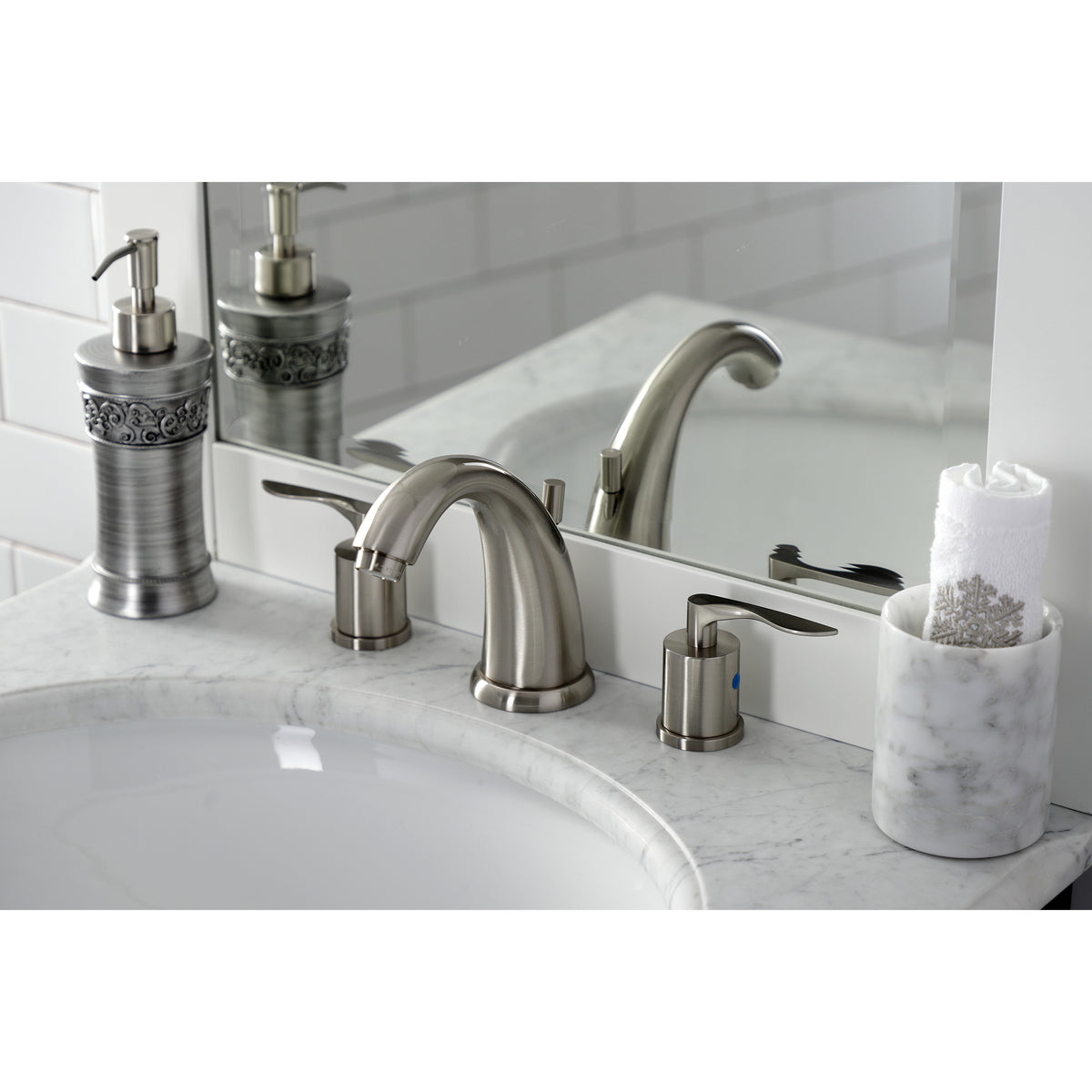 Kingston Brass KB8988SVL Widespread Bathroom Faucet with Pop-Up Drain
