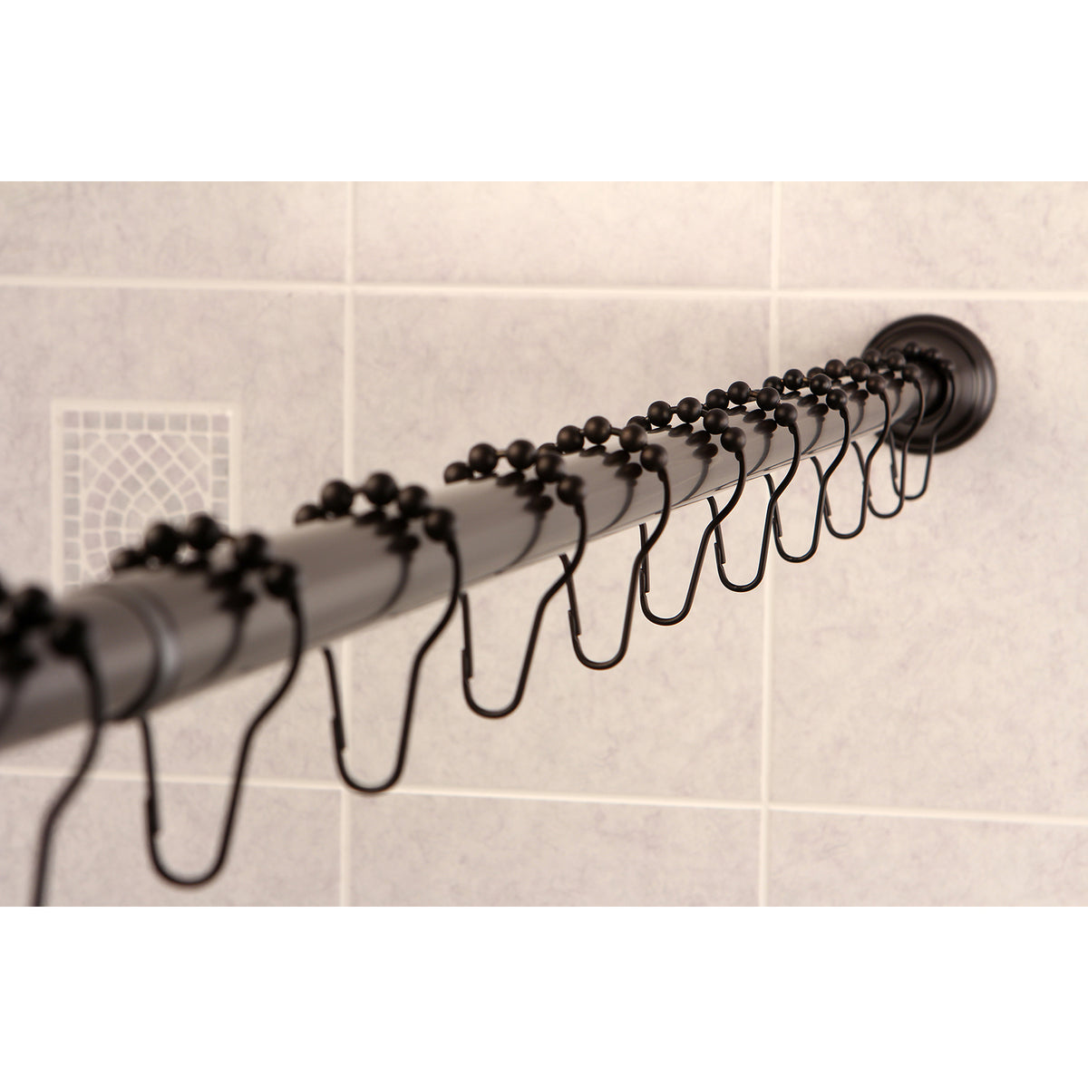 Kingston Brass Straight Shower Curtain Rod with Shower Curtain Rings