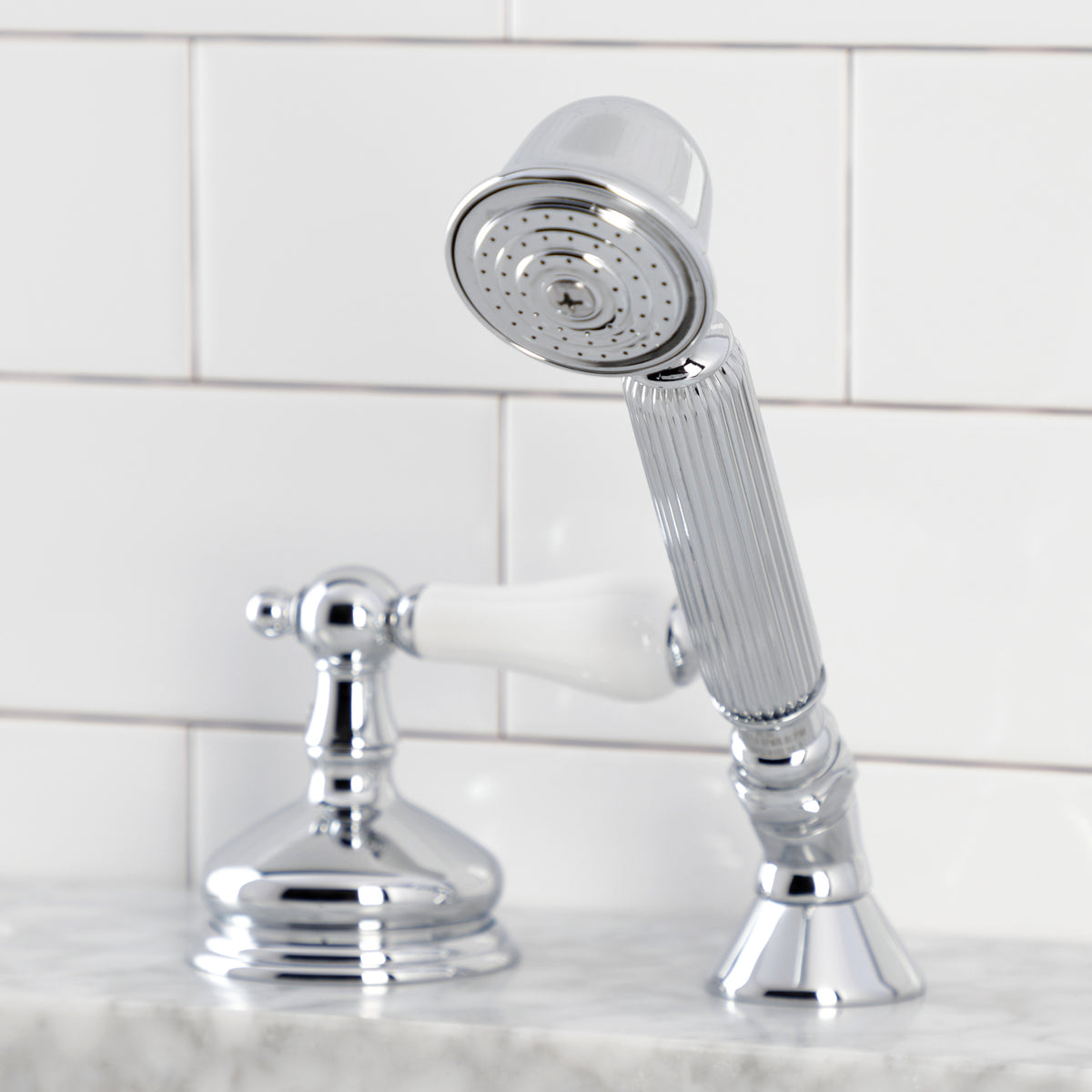 Kingston Brass Deck Mount Hand Shower with Diverter for Roman Tub Faucet