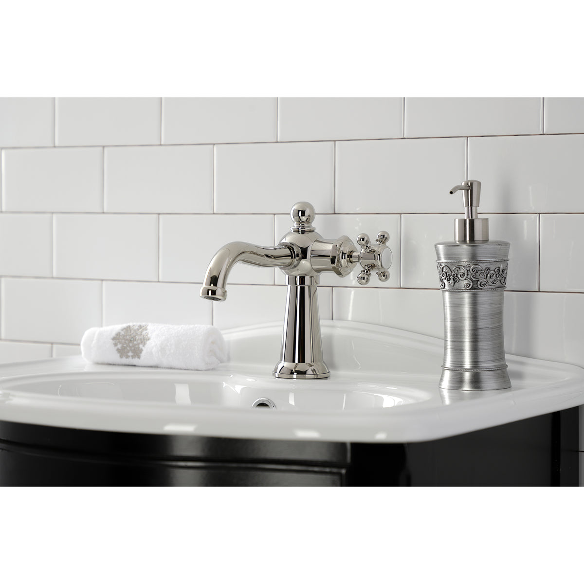 Kingston Brass KS154BXBN Nautical Single-Handle Bathroom Faucet with Push Pop-Up
