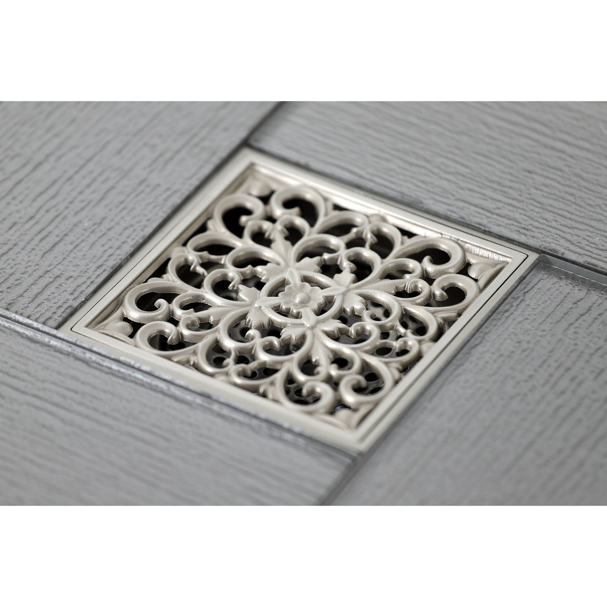 Kingston Brass Watercourse Scroll 4&quot; Square Grid Shower Drain