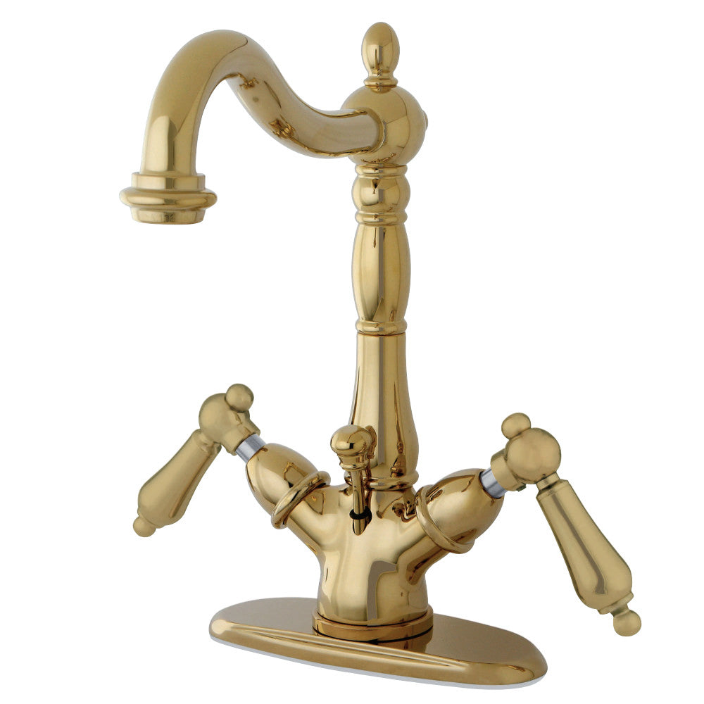 Kingston Brass KS1432AL Heritage Two-Handle Bathroom Faucet with Brass Pop-Up and Cover Plate