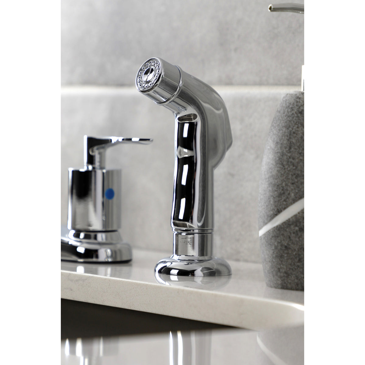 Kingston Brass FB7798SVLSP Serena Centerset Kitchen Faucet with Plastic Sprayer