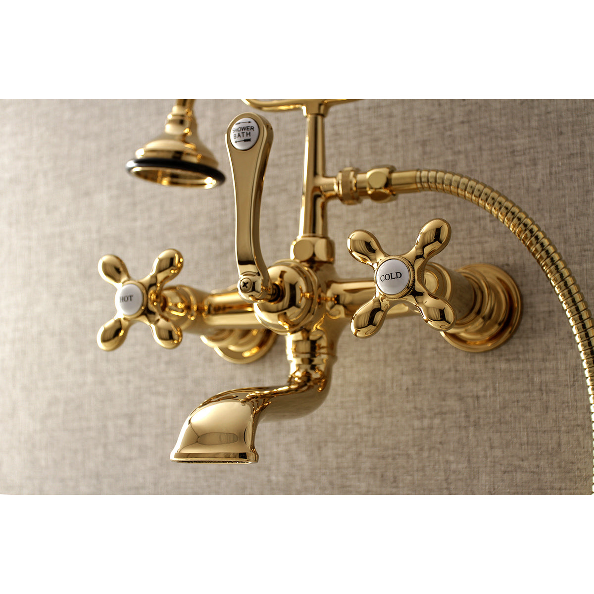 Aqua Vintage 7-Inch Wall Mount Tub Faucet with Hand Shower