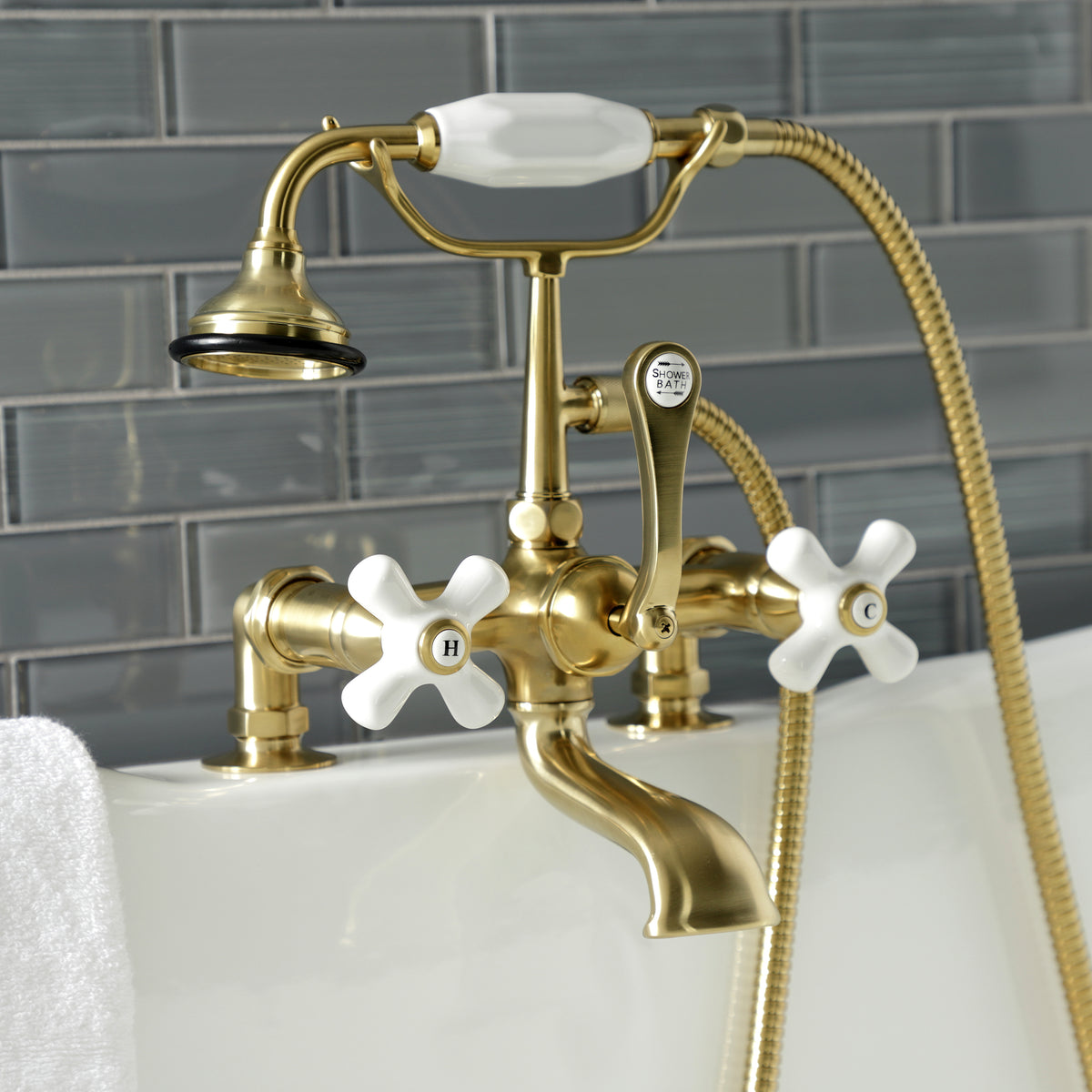 Aqua Vintage 7-Inch Tub Faucet with Hand Shower