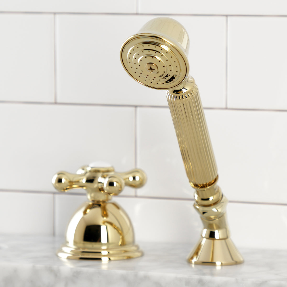 Kingston Brass Deck Mount Hand Shower with Diverter for Roman Tub Faucet