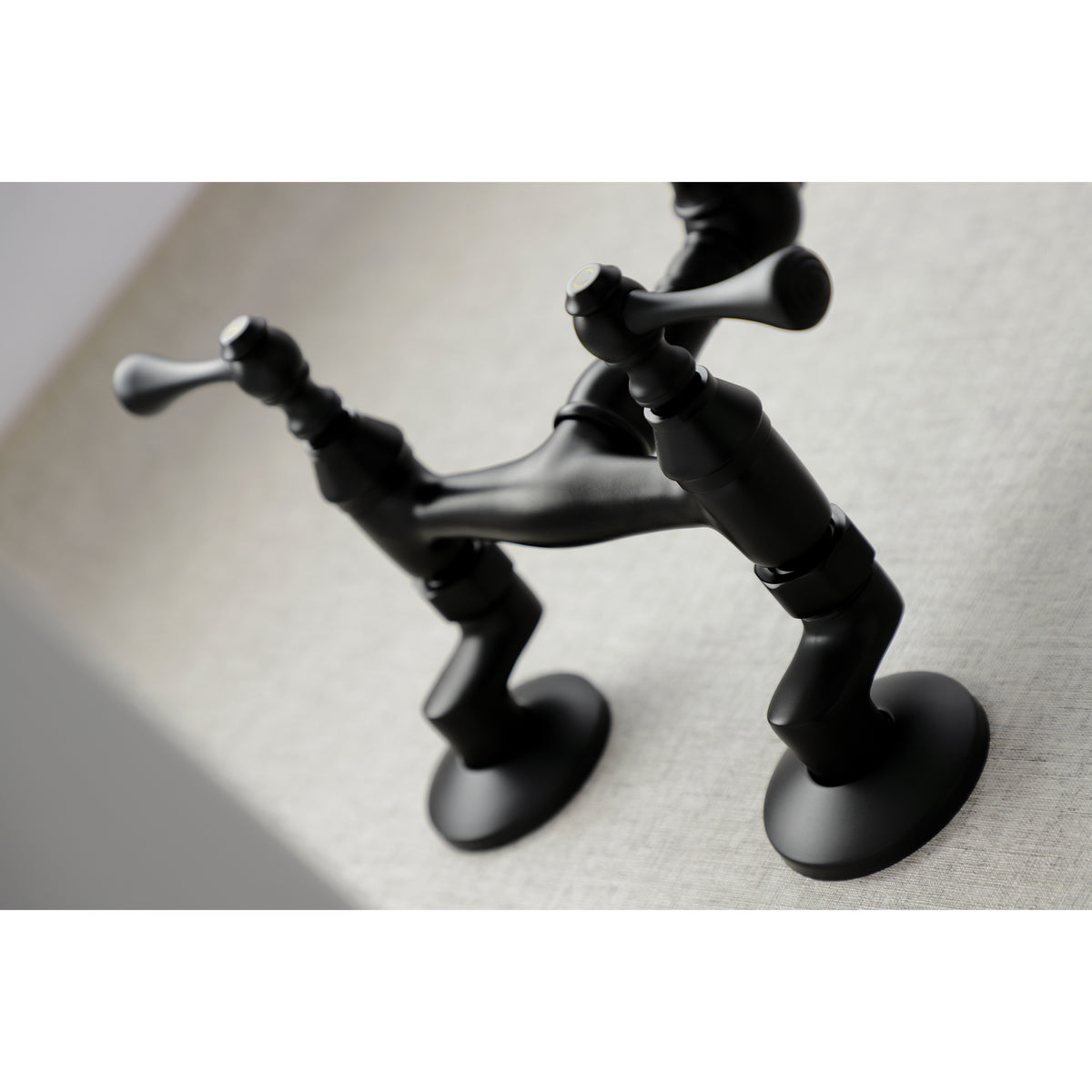 Kingston Brass KS322BLAC Vintage 6&quot; Adjustable Center Wall Mount Kitchen Faucet