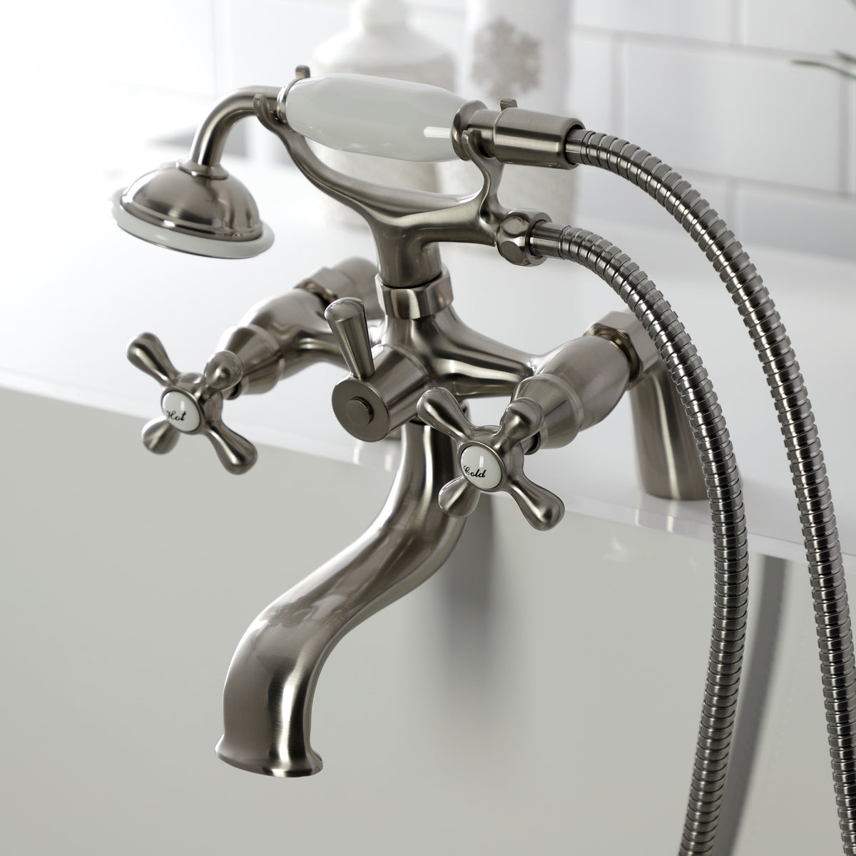 Kingston Deck Mount Clawfoot Tub Faucet with Hand Shower