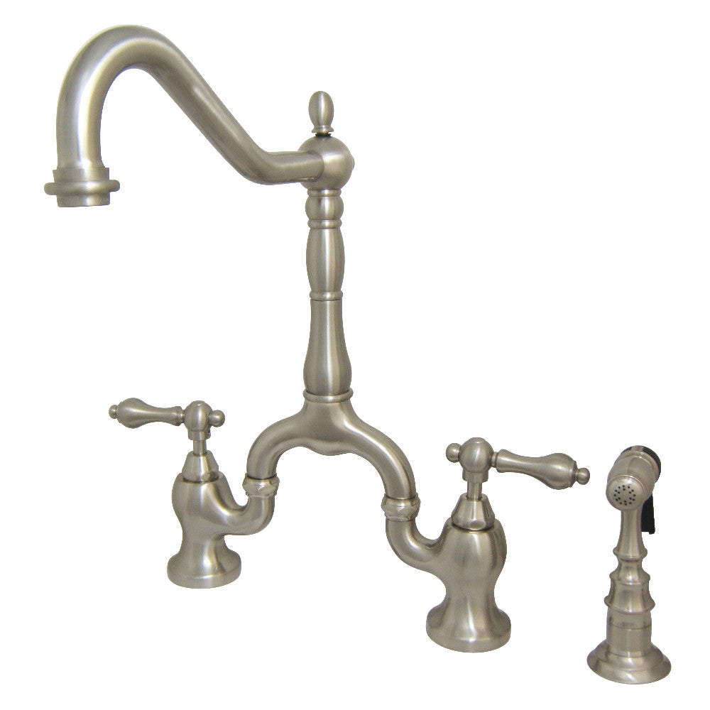 Kingston Brass KS7751ALBS English Country Kitchen Bridge Faucet with Brass Sprayer