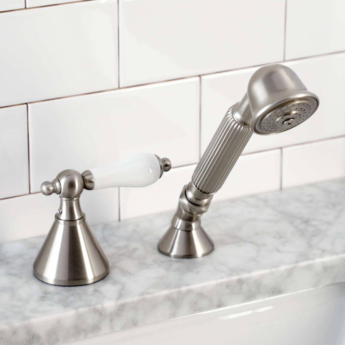 Kingston Brass Deck Mount Hand Shower with Diverter for Roman Tub Faucet
