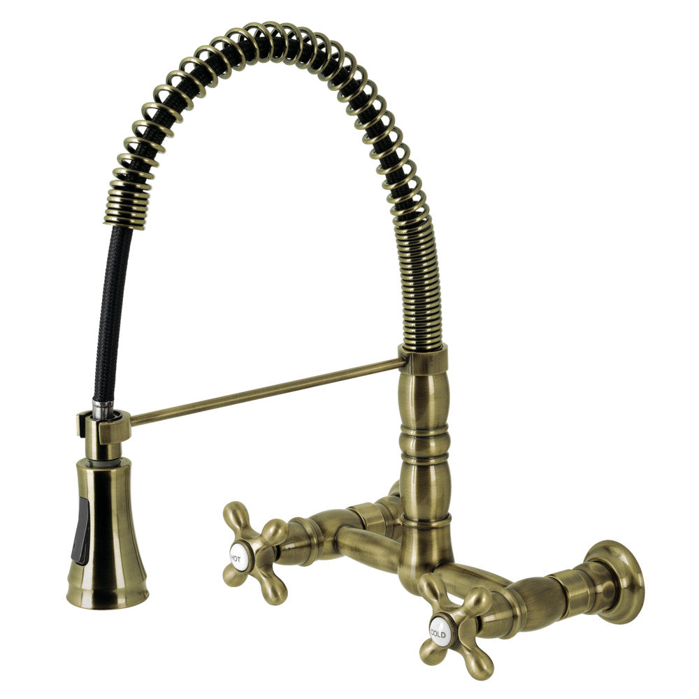 Gourmetier GS1241AX Heritage Two-Handle Wall-Mount Pull-Down Sprayer Kitchen Faucet