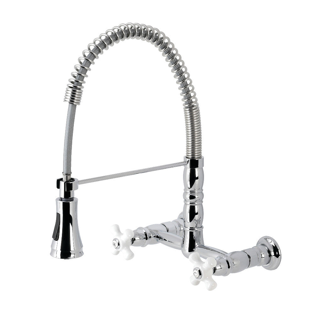 Gourmetier GS1243PX Heritage Two-Handle Wall-Mount Pull-Down Sprayer Kitchen Faucet