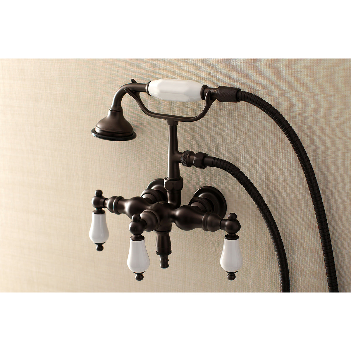 Aqua Vintage 3-3/8 Inch Wall Mount Tub Faucet with Hand Shower