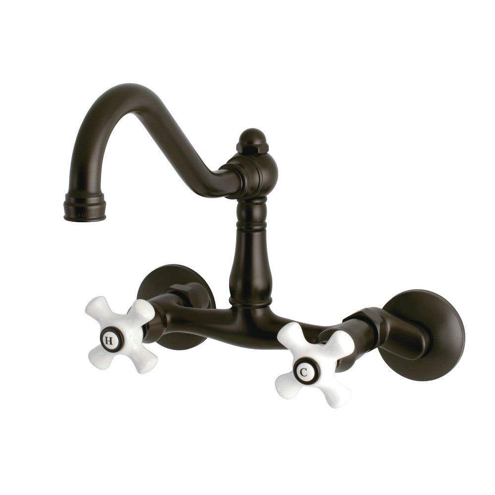 Kingston Brass KS3222PX Vintage 6&quot; Adjustable Center Wall Mount Kitchen Faucet